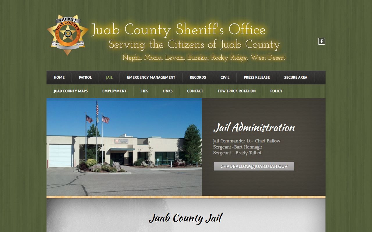 Juab County arrest lookup through the official jail page