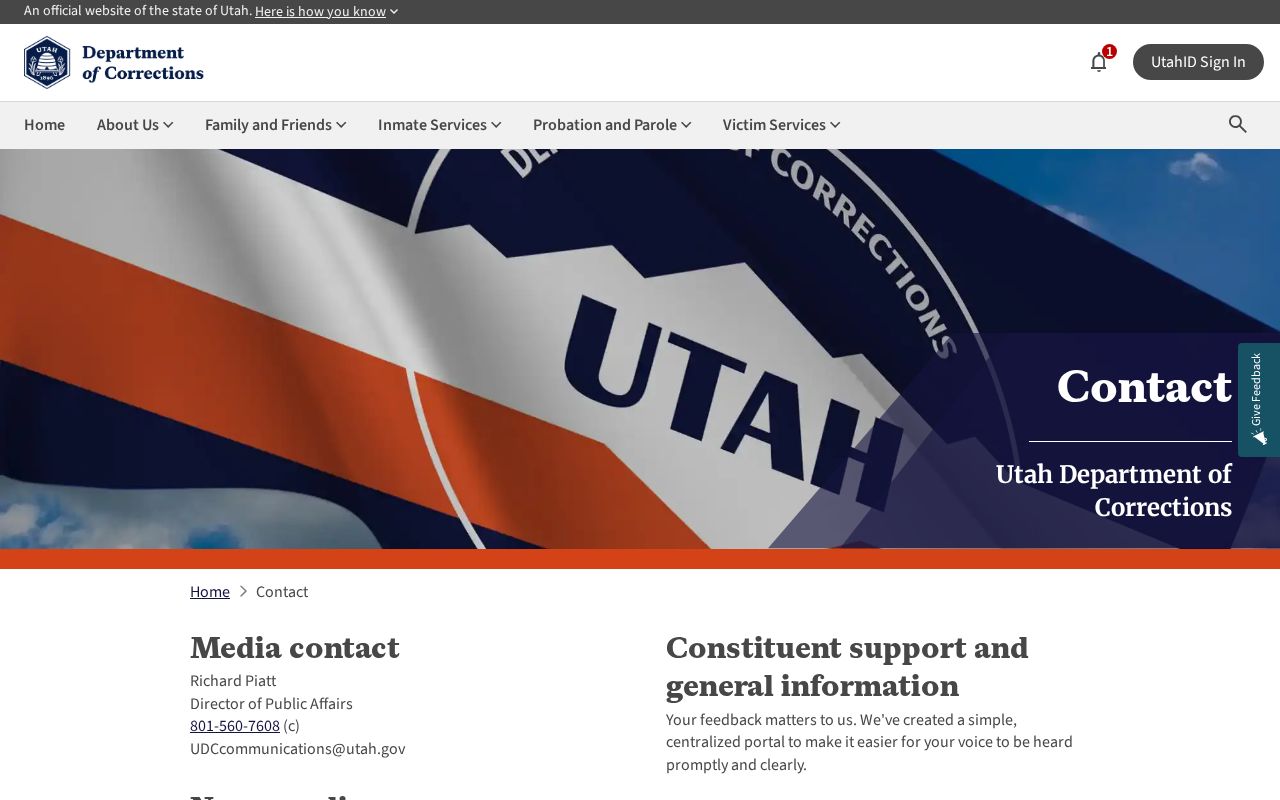 Juab County criminal history Utah corrections contact channels
