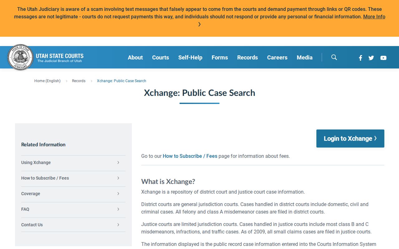 Juab County criminal court case search through Utah Xchange